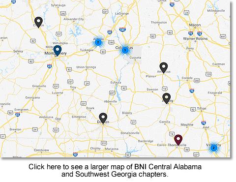 BNI Central Alabama & SW Georgia chapter map